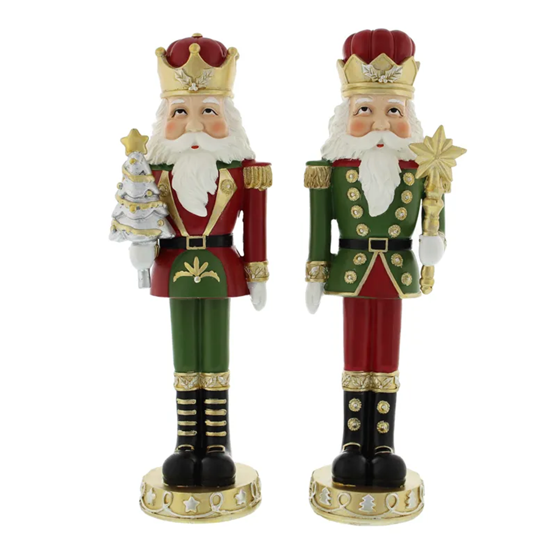 Rød/Gull og Grønn/Gull nøtteknekker 25 cm 2 stk