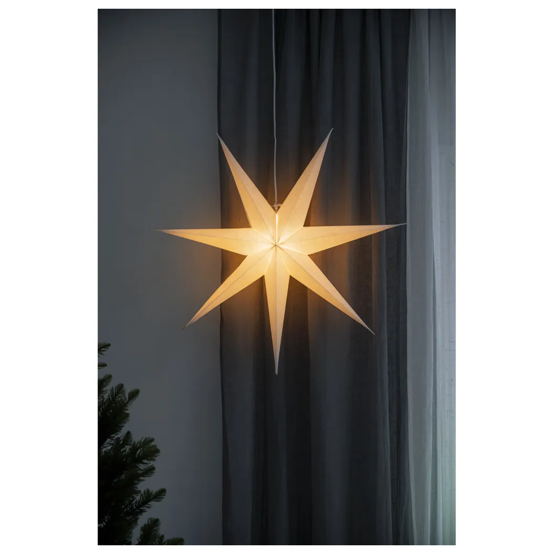 Adventstjerne 78 cm hvit lin