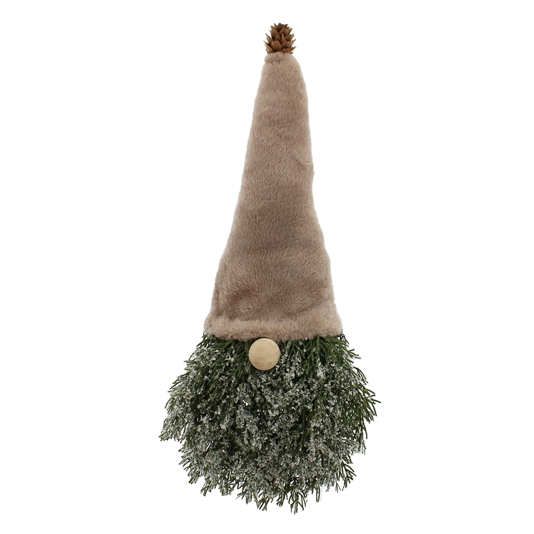 Gnom 38 cm frostet grønn tre med fluffy hatt