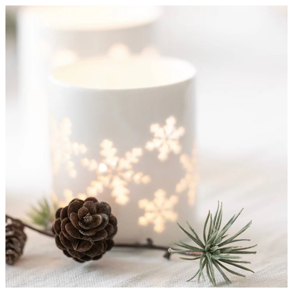 sögne hvit t-lysholder snøkrystall small