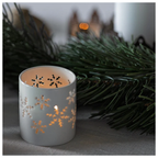 sögne hvit t-lysholder snøkrystall small